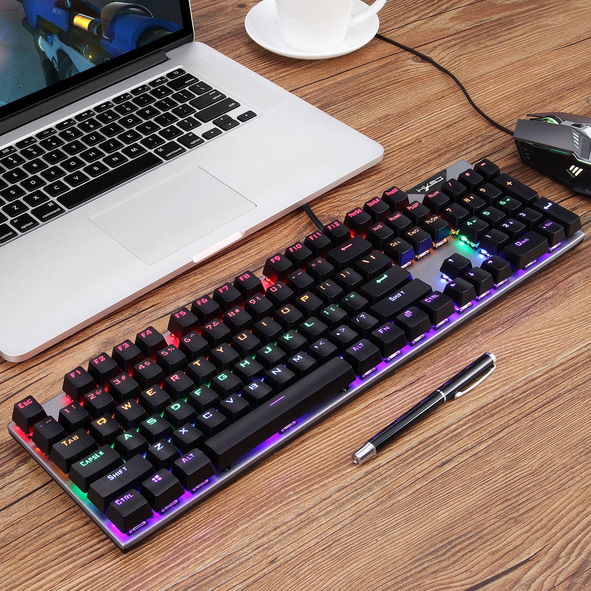 Personalized mechanical keyboard RGB luminous esports game keyboard wired blue axis full 104 key keyboard