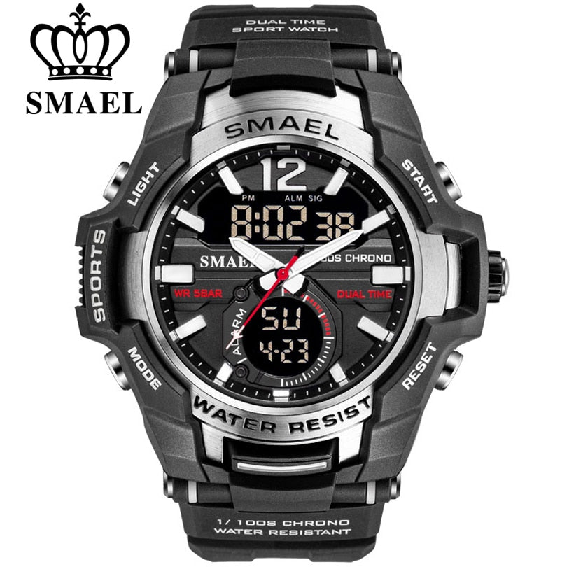 SMAEL Men Watches Fashion Sport Super Cool Quartz LED Digital Watch 50M Waterproof Wristwatch Men's Clock Relogio Masculino（SL-1805）