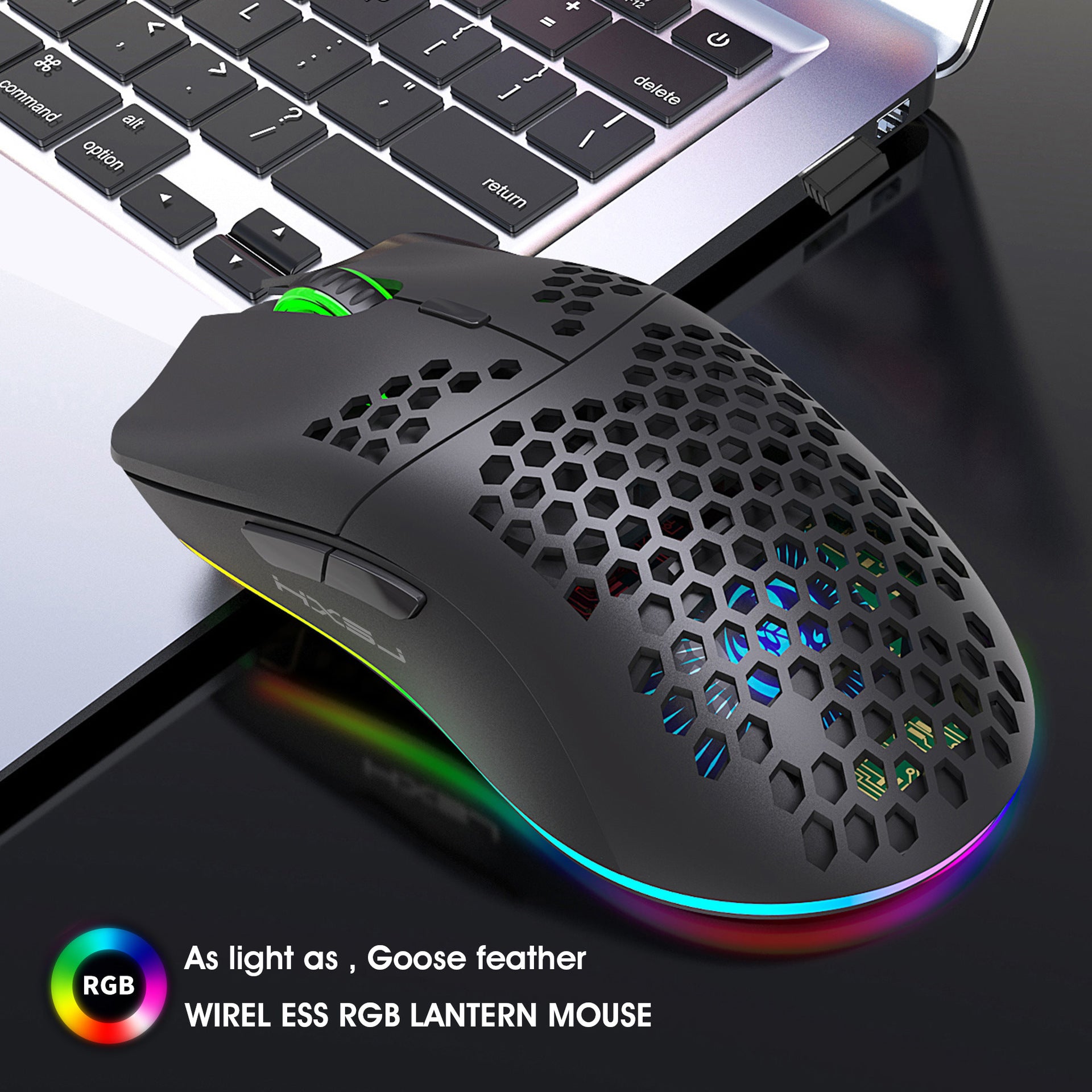 Lightweight hollow hole mouse RGB wireless 2.4G charging game light computer office mouse