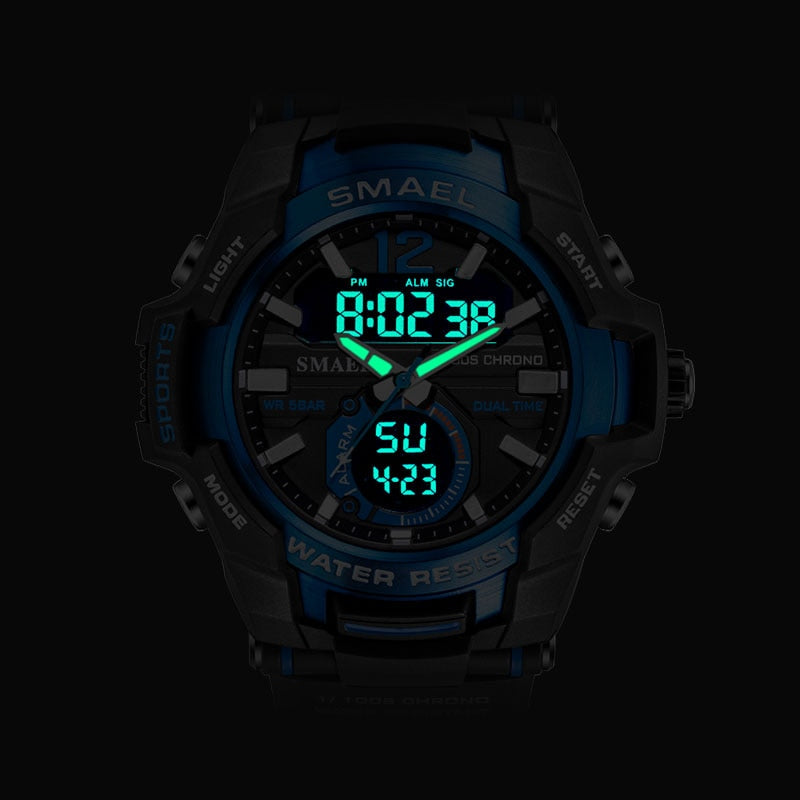 SMAEL Men Watches Fashion Sport Super Cool Quartz LED Digital Watch 50M Waterproof Wristwatch Men's Clock Relogio Masculino（SL-1805）